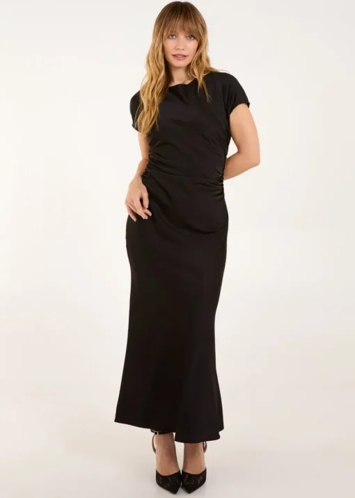 Blue Vanilla Black Bias Cut Batwing Slip Dress
