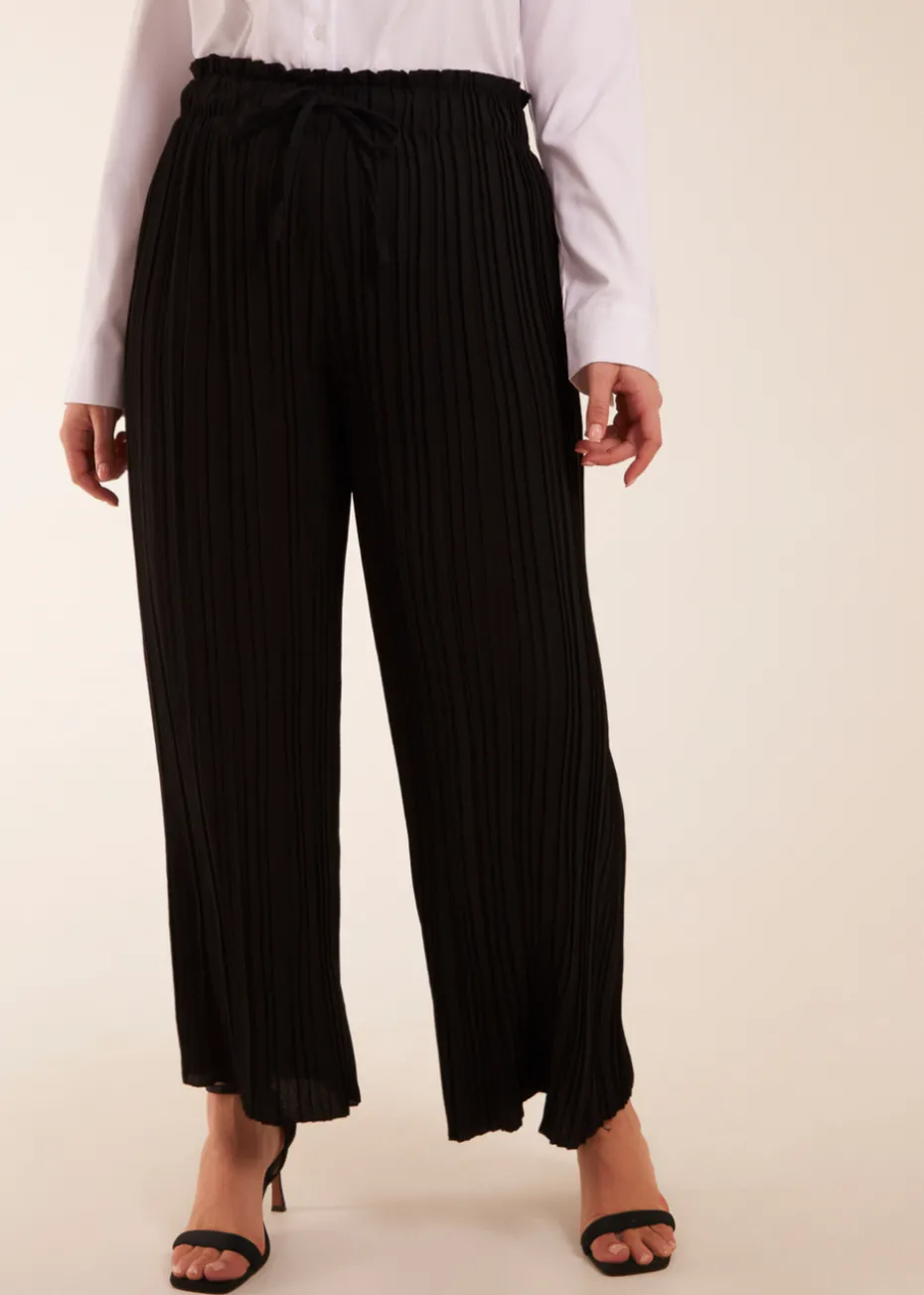 Blue Vanilla Black Curve Wide Leg Pleated Trousers