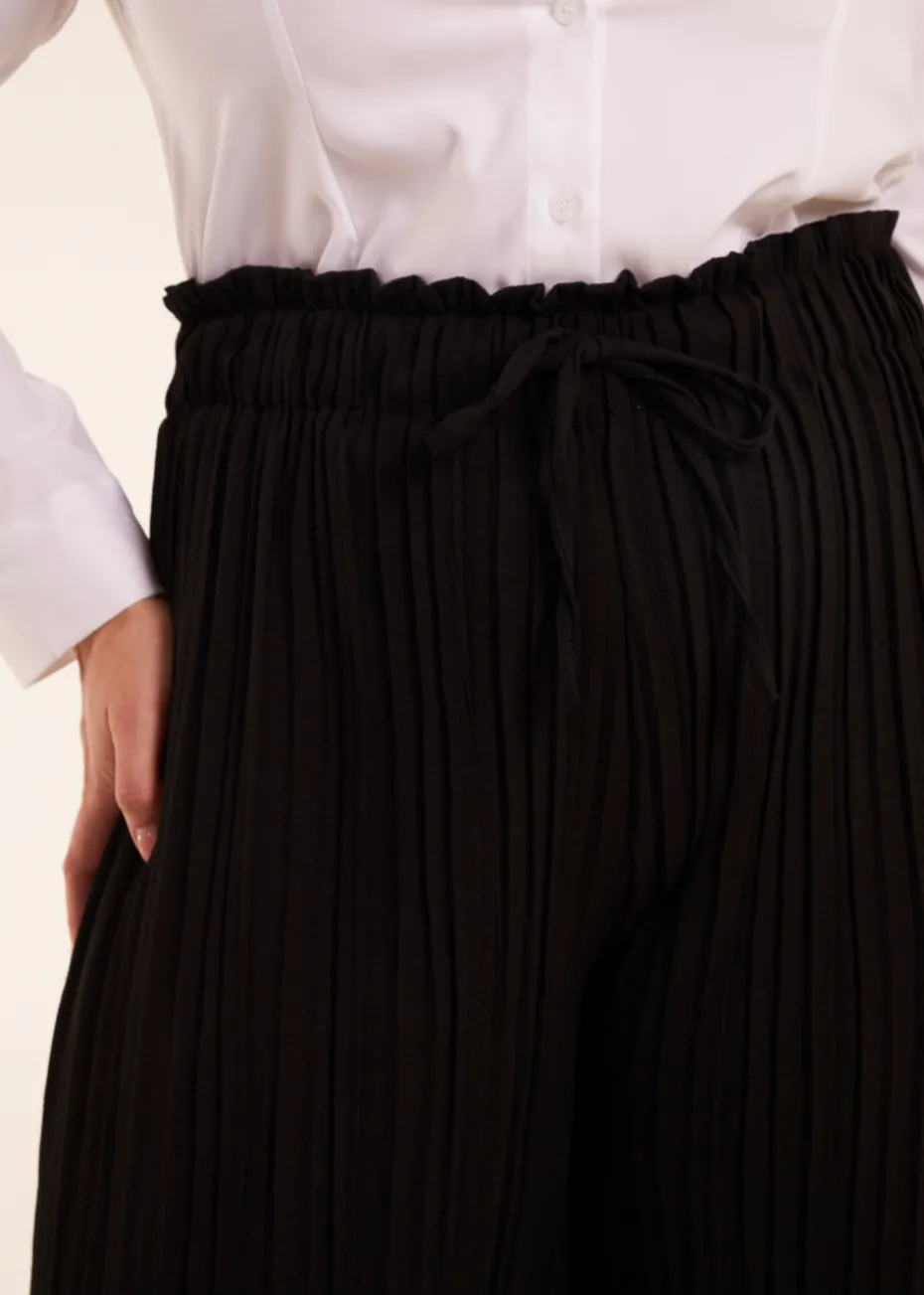Blue Vanilla Black Curve Wide Leg Pleated Trousers