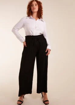 Blue Vanilla Black Curve Wide Leg Pleated Trousers
