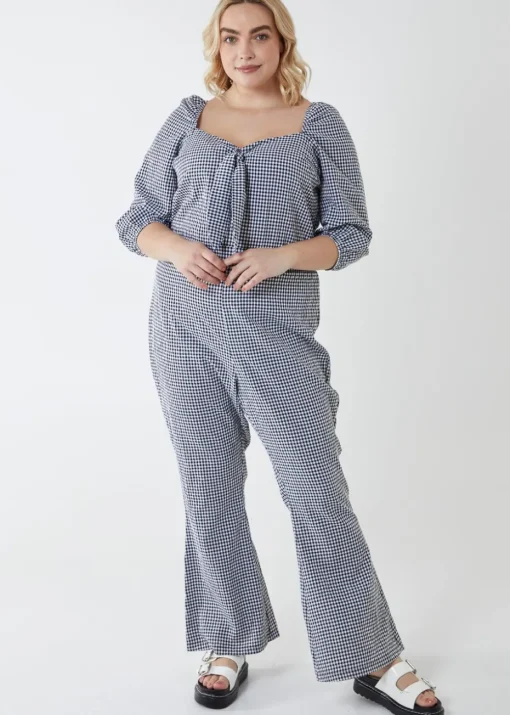 Blue Vanilla Black Curve Gingham Jumpsuit