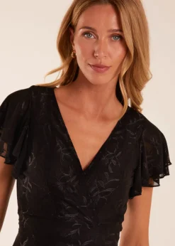 Blue Vanilla Black Double Frill Wrap Dress