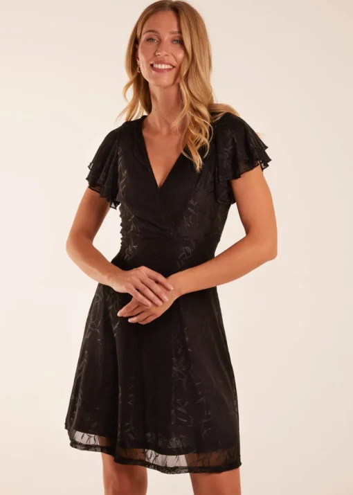 Blue Vanilla Black Double Frill Wrap Dress