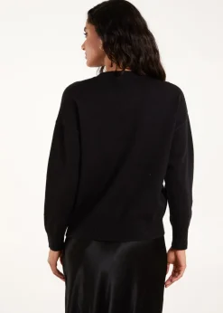 Blue Vanilla Black Embellished Sequin Butterfly Jumper