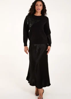 Blue Vanilla Black Embellished Sequin Butterfly Jumper