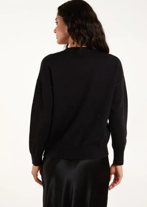Blue Vanilla Black Embellished Sequin Butterfly Jumper