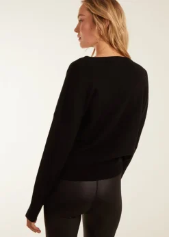 Blue Vanilla Black Festive Champagne Glasses Sequin Jumper