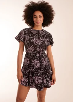 Blue Vanilla Black Frill Sleeve Belted Mini Dress