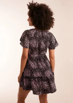 Blue Vanilla Black Frill Sleeve Belted Mini Dress