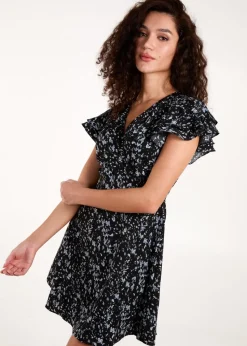 Blue Vanilla Black Frill Sleeve Mini Dress