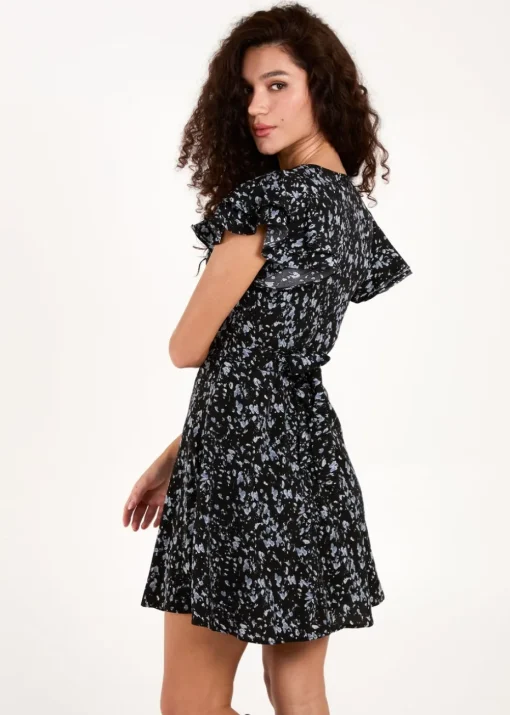 Blue Vanilla Black Frill Sleeve Mini Dress