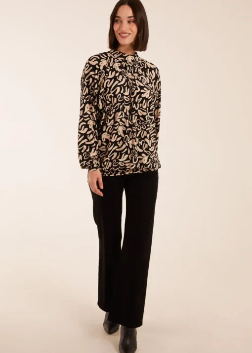 Blue Vanilla Black High Neck Batwing Top