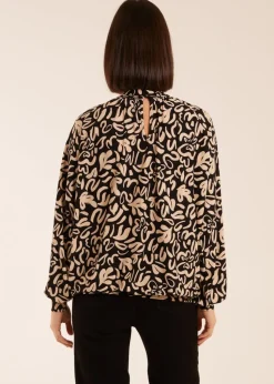 Blue Vanilla Black High Neck Batwing Top