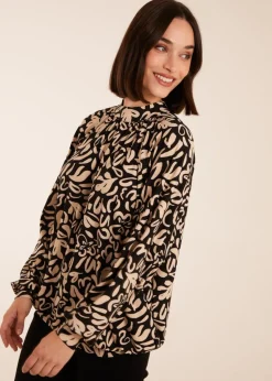 Blue Vanilla Black High Neck Batwing Top