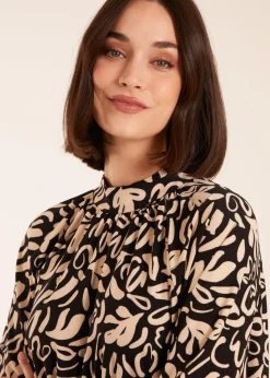 Blue Vanilla Black High Neck Batwing Top