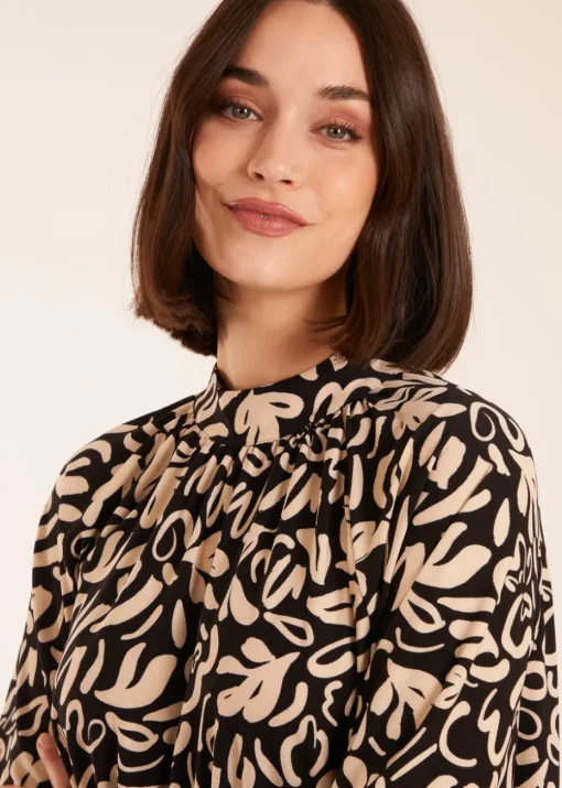 Blue Vanilla Black High Neck Batwing Top