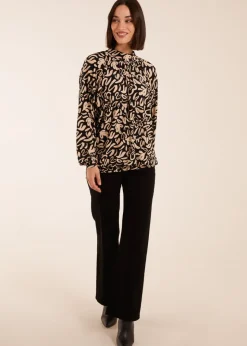 Blue Vanilla Black High Neck Batwing Top