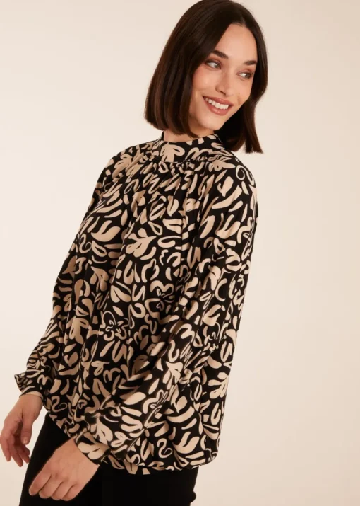 Blue Vanilla Black High Neck Batwing Top