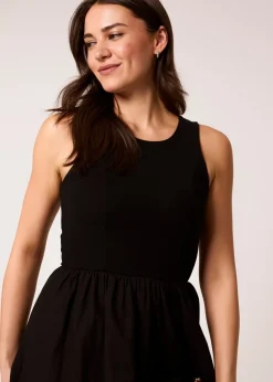 Blue Vanilla Black Mix Fabric Midi Dress