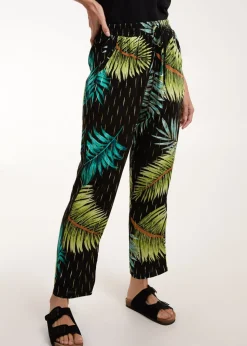 Blue Vanilla Black Palm Print Trousers