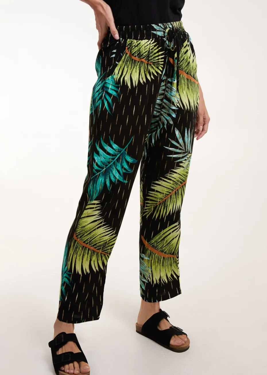 Blue Vanilla Black Palm Print Trousers