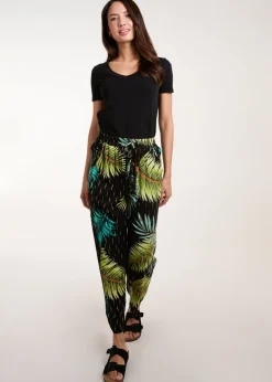 Blue Vanilla Black Palm Print Trousers