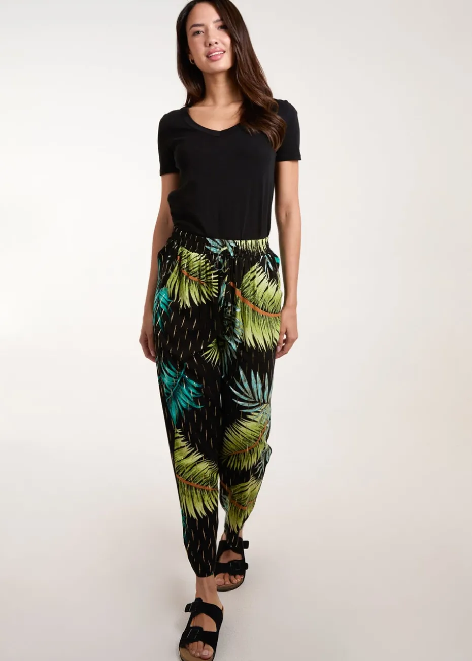 Blue Vanilla Black Palm Print Trousers