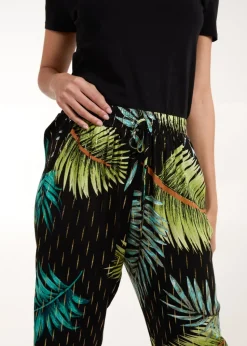 Blue Vanilla Black Palm Print Trousers