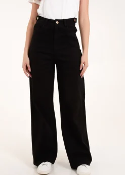 Blue Vanilla Black Plain Wide Leg Trousers