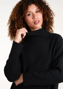 Blue Vanilla Black Ribbed High Neck Co-Ord Set