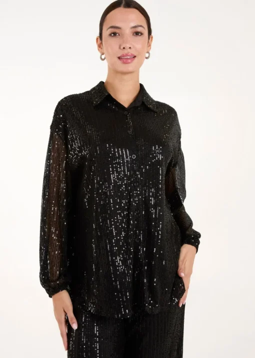 Blue Vanilla Black Sequin Shirt