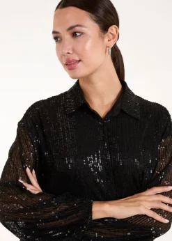 Blue Vanilla Black Sequin Shirt