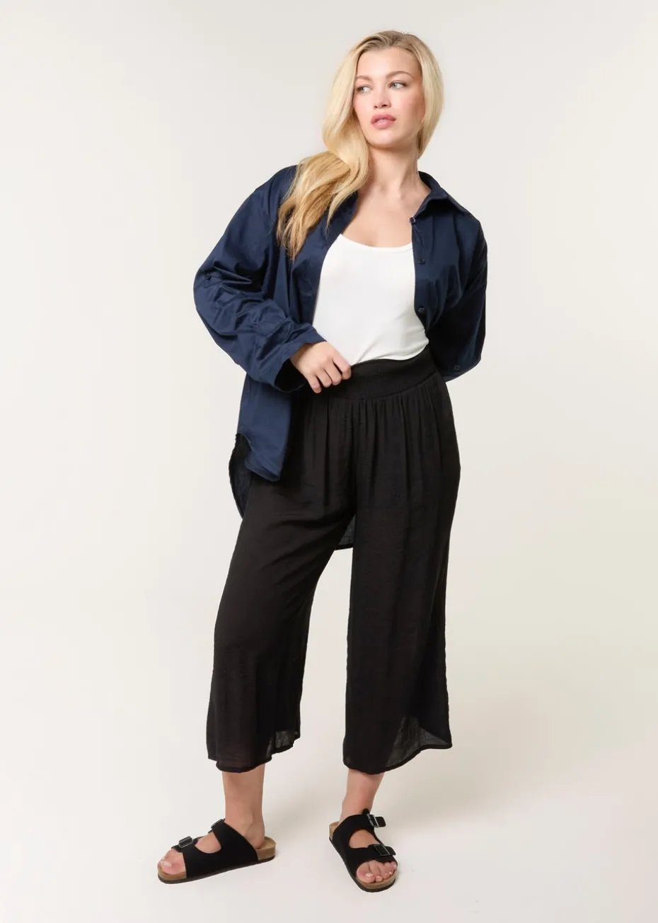 Blue Vanilla Black Shirred Culottes