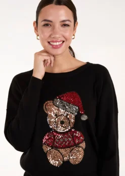 Blue Vanilla Black Teddy Bear Christmas Jumper