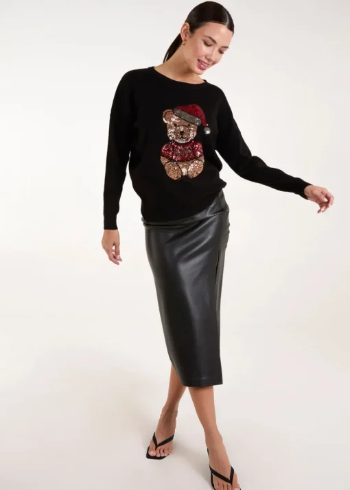 Blue Vanilla Black Teddy Bear Christmas Jumper