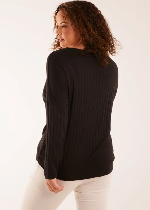 Blue Vanilla Black V-Neck Ribbed Jumper
