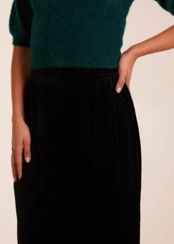 Blue Vanilla Black Wide Leg Textured Velour Trouser
