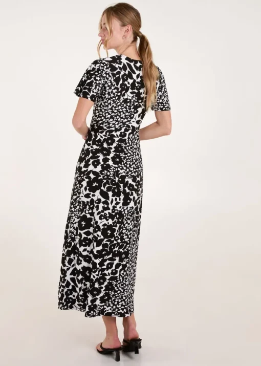 Blue Vanilla Black/White Twist Front Printed Maxi Dress