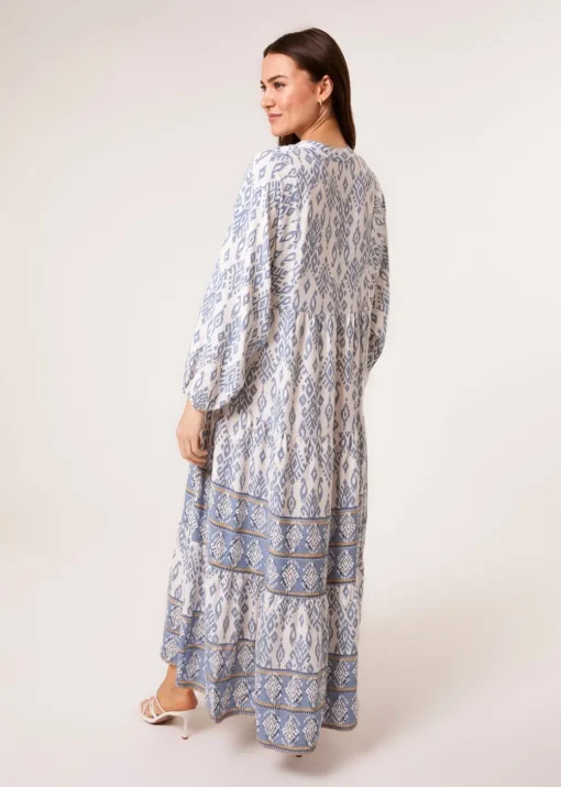 Blue Vanilla Blue Aztec Long Sleeve Maxi Dress