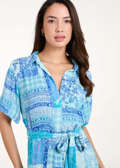 Blue Vanilla Blue Button Through Shirt Dress