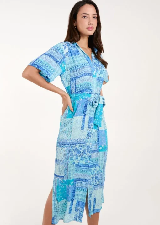 Blue Vanilla Blue Button Through Shirt Dress