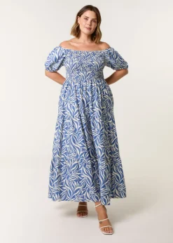 Blue Vanilla Blue Curve Elasticated Off The Shoulder Maxi Dress