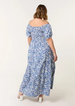 Blue Vanilla Blue Curve Elasticated Off The Shoulder Maxi Dress