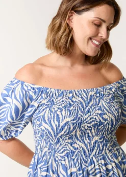 Blue Vanilla Blue Curve Elasticated Off The Shoulder Maxi Dress