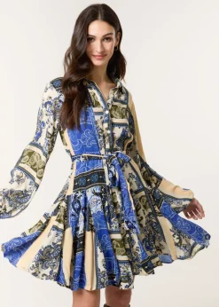 Blue Vanilla Blue Godet Shirt Dress