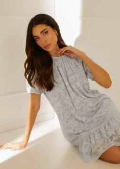 Blue Vanilla Blue Jacquard Smock Mini Dress