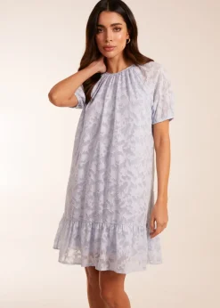 Blue Vanilla Blue Jacquard Smock Mini Dress