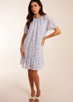 Blue Vanilla Blue Jacquard Smock Mini Dress