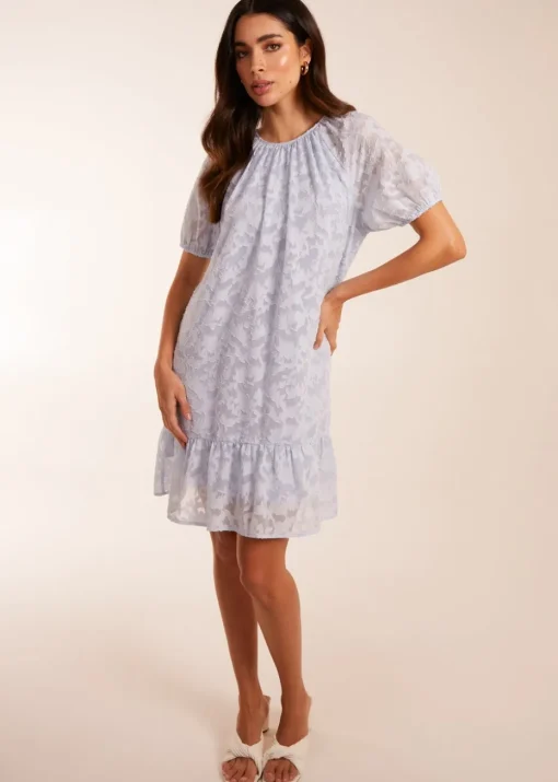 Blue Vanilla Blue Jacquard Smock Mini Dress