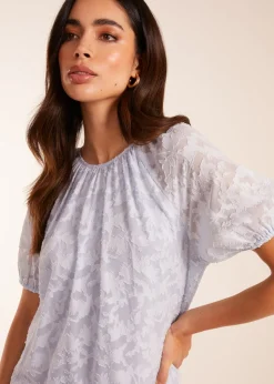 Blue Vanilla Blue Jacquard Smock Mini Dress
